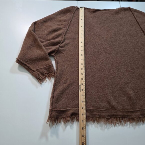 Free People Sweater Women XS Brown LS Irresistible Fringe Trim Slouchy Wool Mix - Picture 8 of 16